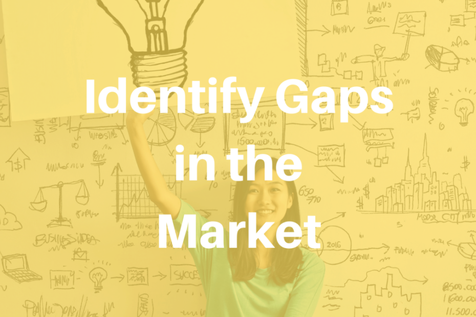 Identify Gaps in the Market Image of woman holding a picture of a lightbulb with yellow overlay